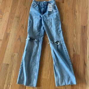 zara wide leg light blue jeans